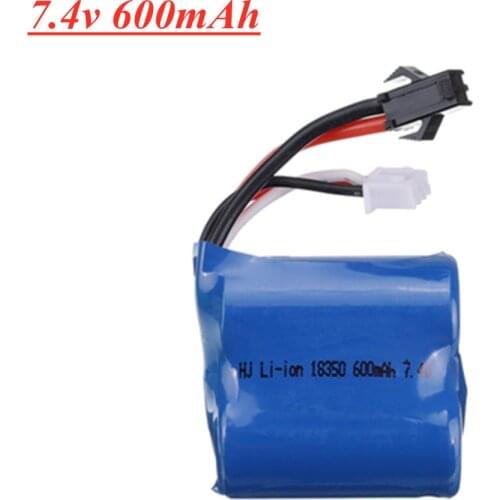 7.4v 600mAh (3.7v * 2) 15C Li-ion battery for H100 H102 S2 High speed RC boat Parts 18350 2s 7.4 v SM Plug Battery