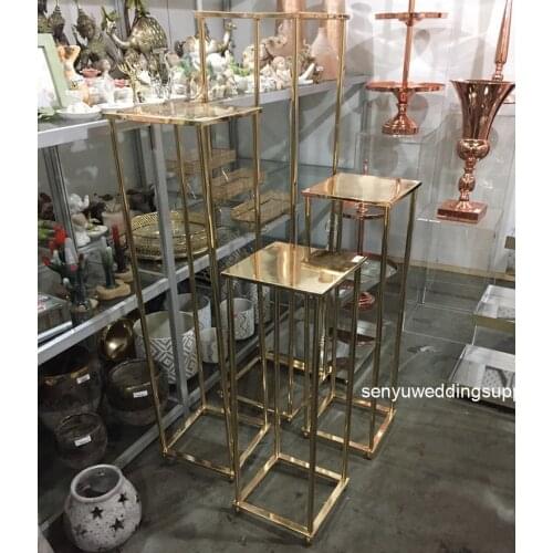 Flat top Collapsible Rectangle Stand Metal Geometric Vase Metal Centerpiece Tall Stands senyu1985