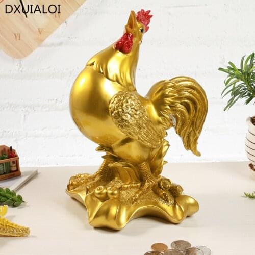 Cute resin piggy bank large capacity cock save money piggy bank resin crafts ornaments childrens room decoration best gift