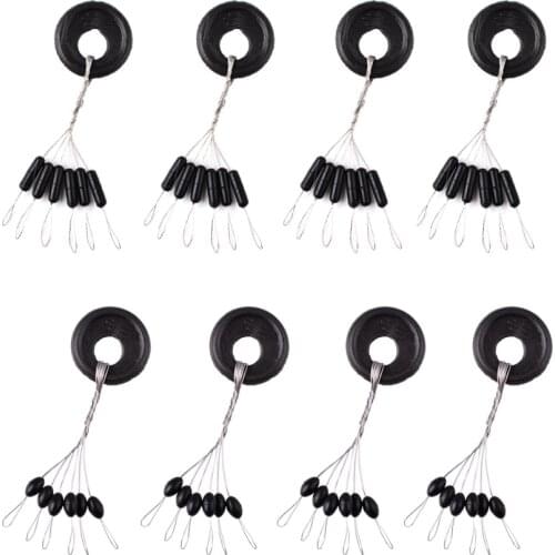 60pcs 10 Group Set Rubber Space Beans Stopper for Sea Carp Fly Fishing Bait Fish Float Tools Raw Rubber Good Elasticity