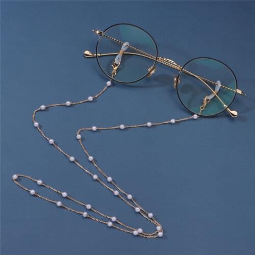 Kpop Retro Transparent Beaded Chain Necklace Baroque Pearl Mask Glasses Necklace For Women Boho Aesthetic Party Jewelery Display