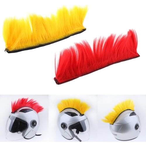 Motorbike Skinhead Wig Punk Helmet Mohawk Wig Costumes Hairpiece Yellow/Red