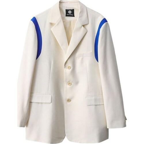 Spring AutumnKorean Suit Casual Jacket High Fashion Quality Contrast Stitching Street Drawstring Men Women Straight Hem Retro