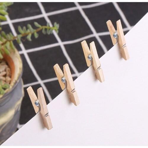 Natural Wood Clips Wooden Clothes Photo Paper Clothespin Craft Clips Portable Wood Clamp DIY Wedding Party Decoration Clips Pegs