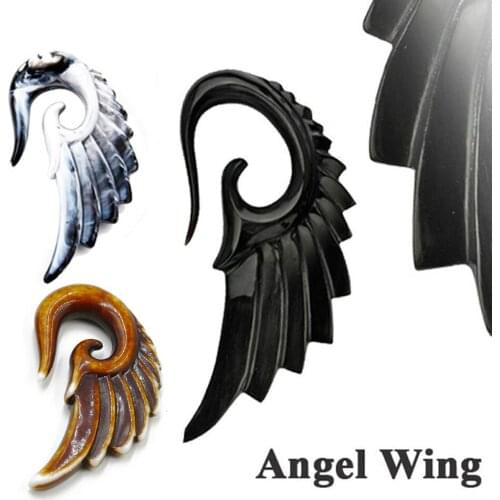 7pairs 3mm-12mm Acrylic Angel Wings Ear Spiral Taper Jewelry Earring Tunnel Plugs Guage Stretcher Expander Piercing