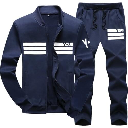 Track Field Sports Suit Korean Fashion Leisure Sports Suit Men Leisure Sports Suit Long Sleeve Two-piece Set+Pants sweatsuits