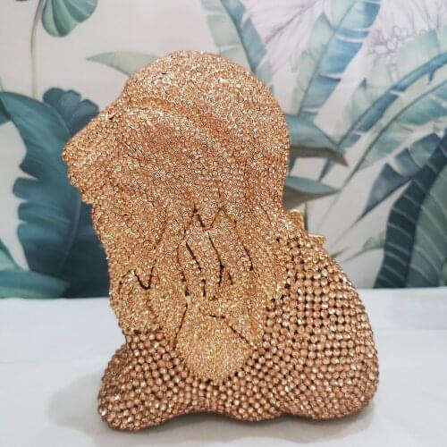 Champagne Color Line Shape Diamond Evening Purse Women Party Prom Shoulder Chain Handbags Ladies Wedding Dinner Mini Clutches