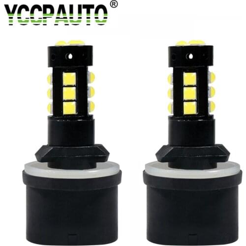 YCCPAUTO 2Pcs Super Bright H27W1 H27 880 LED Car Fog Light DRL Auto Front Fog Lamp Upgrade 3030 15-Smd Bulbs White 6000K 12-24V
