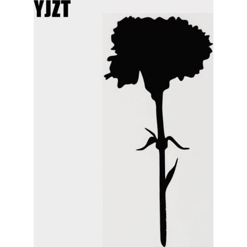 YJZT 7.6CM×16CM Fashion Plant Carnation Flower Vinyl Car Sticker Decal Black/Silver 18B-0300