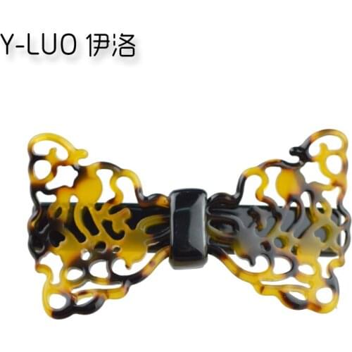 Women Hair Accessories 2016 New Fashion Retro Vintage Acetate Barrette Middle Size Bowknot Hair Half Clip