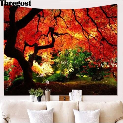 Scenic Printed Tree Tapestry Boho Wall Decor 3D Wall Carpets Wall Tapestry Hanging College Dorm Decorations Hippie Decor Mat