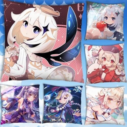 35cm 40cm 45cm Cartoon Genshin Impact Figure Pillowcase Kawaii loli Sofa Throw Pillow Sexy Japanese Anime Lovely Pillow cover