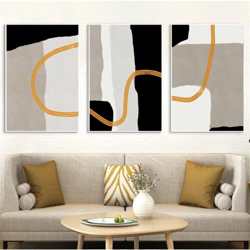 Black and White Grey Abstract Paint Painting Print Minimalist Wall Art Canvas Painting Poster Nordic Picture Living Room Decor