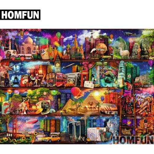 HOMFUN Full Square/Round Drill 5D DIY Diamond Painting "Country scenery" 3D Embroidery Cross Stitch 5D Home Decor A01000