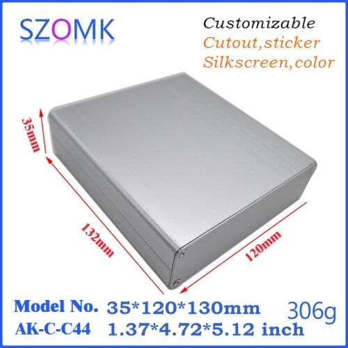 Extruded aluminum box enclosure electronics (1 pc) 35*120*130mm distribution box aluminum amplifier case enclosure for pcb