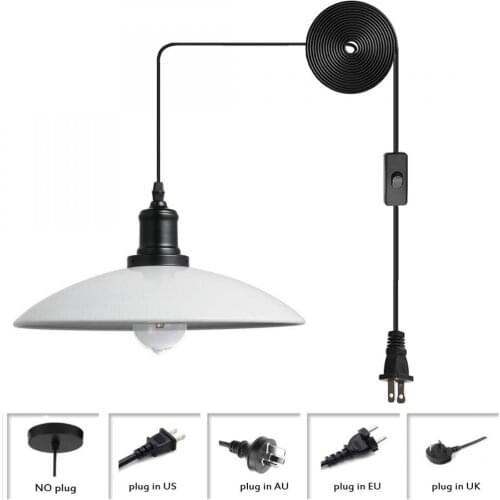 White Metal Lampshade Hanging Lamp, Creative Flying Disc Plug In Pendant Light, Ceiling Light Fixture, Mini Suspension Lights