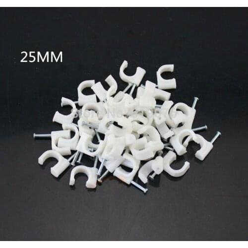 FREE SHIPPING 100 PCS 25MM Circle Cable Wire Wall Hanging Screw Clips Cable Clips