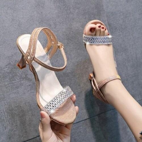 New Fashion Womens Summer Glitter Sandals Sexy Ladies Square Toe Silver Ladies Party Shoes Women High Heels Women Shoes Size 40