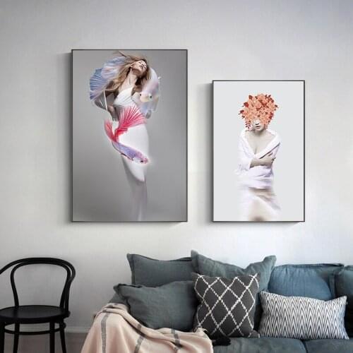Flowers Girl Posters Sexy Abstract Paintings On Canvas Landscape Wall Art Modern Modular Pictures For Living Room Decor