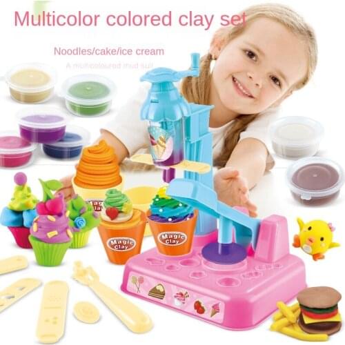 Childrens Plasticine Mold Ice Cream Set Ice Cream Noodle Machine Clay Toy Colored Mud Handmade Mud Childrens Toy Gift