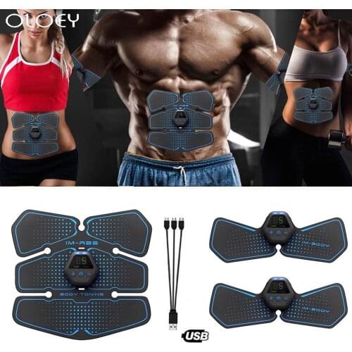 Home Gym Wireless Abdominal Muscle Stimulator EMS Smart Fitness Training Electric Massager Body Slimming Belt USB Recharge ABS