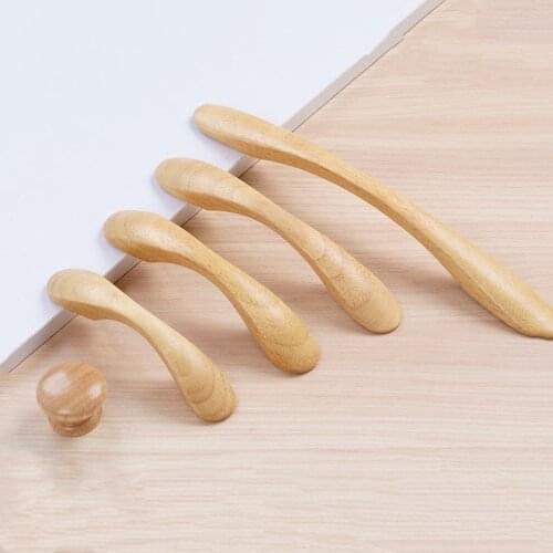 European Furniture Oak Knobs and Handle Household Wardrobe Door Solid Wood Knob Bedroom Dresser Drawer Pull Hardware Accessories