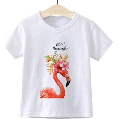 Harajuku Girl Boys Clothes Hipster Pop Gym Cheap Aesthetic Flamingo Kids T-shirt Vintage Versatile Casual Children T shirt