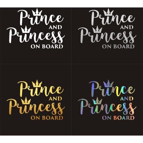 Interesting PRINCE AND PRINCESS ON BOARD PVC 15cm X 10cm Car Sticker Accessories Car Window Decoration Door Body Decal