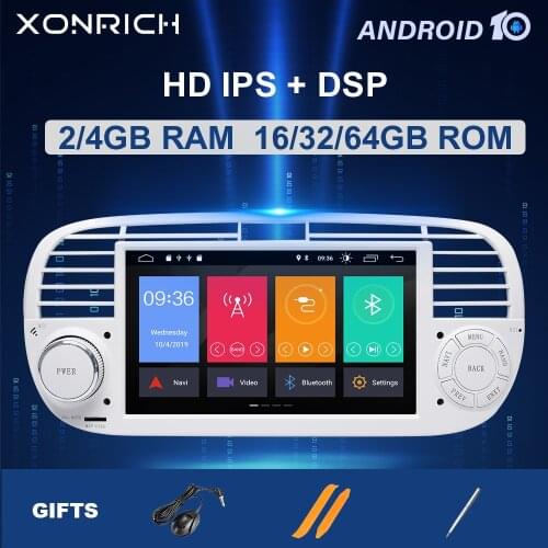 IPS DSP 4GB 64GB 1 Din Android 10 .0 Car Radio DVD Player For FIAT 500 Multimedia GPS Navigation Stereo Audio Head unit 8 Core