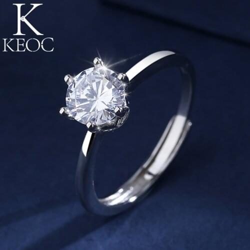 Keoc Korean Style Crown 6 Claws 1 Carat Rings for Women Wedding Bride Dating Ring Aesthetic Bijoux Femme Jewerly From Body