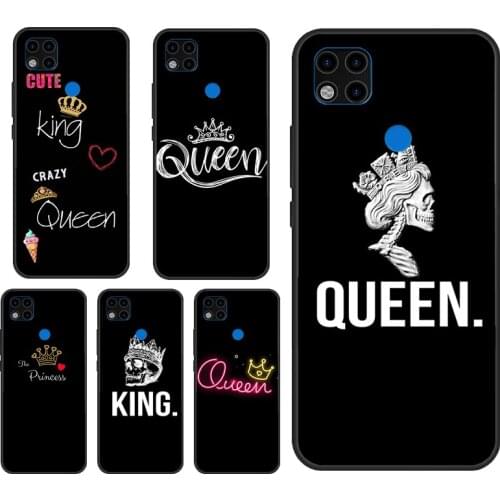 Cute King Queen Crown Case For Xiaomi Redmi Note 7 8 9 10 Pro Note 9S 8T Cover Fundas For Redmi 9T 9A 8A K40 9C