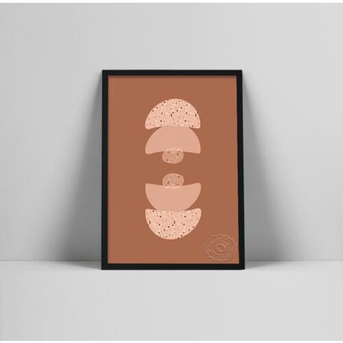 Layered Shapes Art Print | Abstract Shapes Poster | Pastel Wall Print | Pink And Brown Wall Art | Earth Tone Terrazzo Print | r