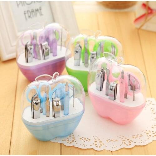 100sets/lot Purple Apple Shaped 9 in 1 Apple Shape Pedicure Manicure Set for Wedding Party Souvenirs SN2920