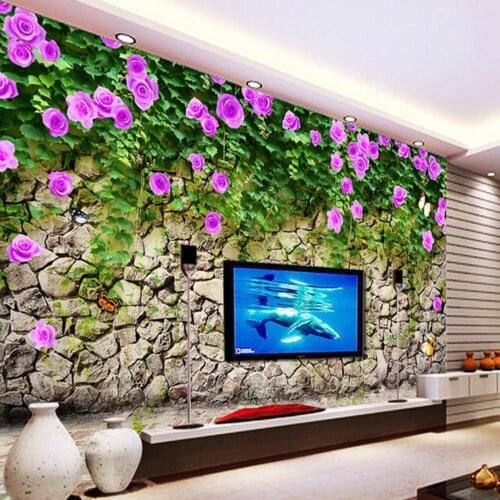 3d purple wallcovering rose floral wall paper for childrens room living room wallpaper wall decor landscape flower murals