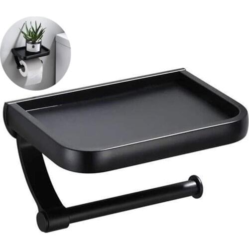 Wall Mounted Stainless Steel Toilet Paper Holder Tissue Paper Holder Roll Holder With Phone Storage Shelf Bathroom Accessories