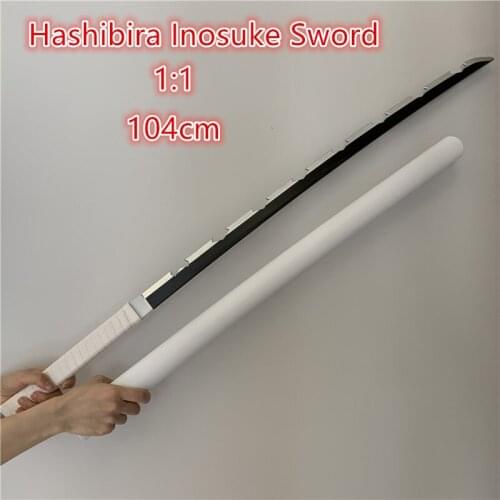 1:1 Hashibira Inosuke White Sowrd Demon Slayer Weapon Kimetsu no Yaiba Sword Cosplay Ninja Knife 104cm Weapon Prop Anime Model