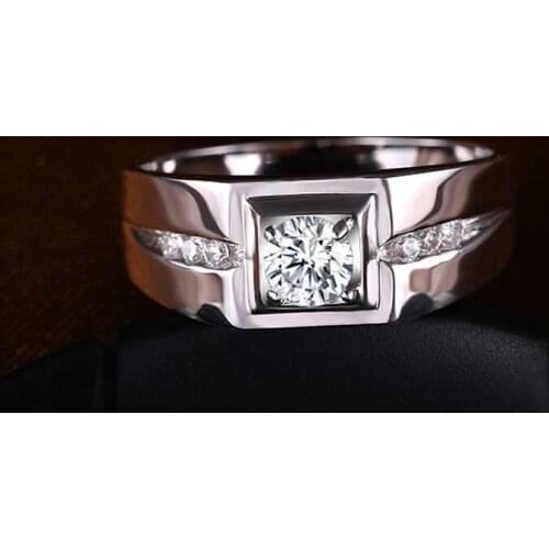 925 Sterling Silver Wedding Rings Men Jewelry Inlay Cubic Zircon Engagement Rings for Men