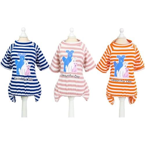 10PC/Lot Stripes Dog Pajamas Summer Dog Clothes for Small Dog Cotton Overalls Chihuahua Pet Clothes
