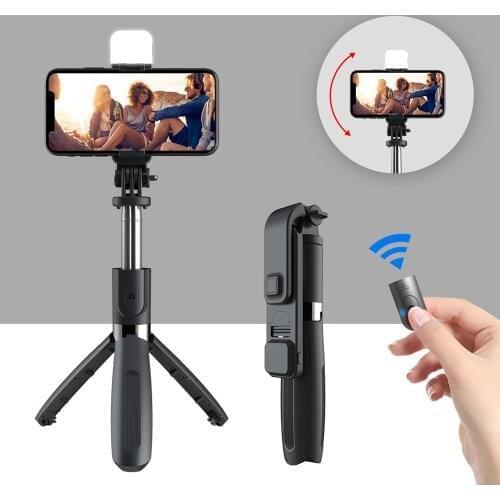 Portable Bluetooth Selfie Stick Extendable Monopod with Mobile Phone Beauty Lamp Mini Tripod Wireless Selfie Stick