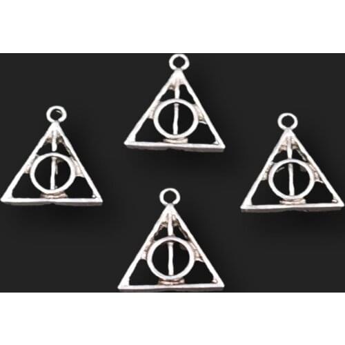 30pcs Silver Plated Retro Deathly Hallows Triangle Pendant DIY Magic Charm Bracelet Earrings Jewelry Crafts Making P686
