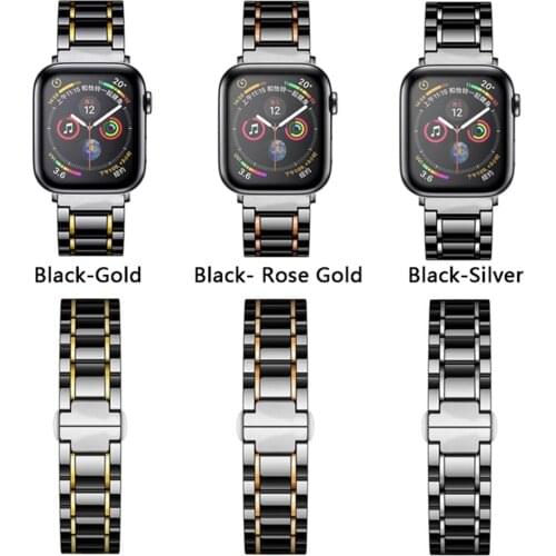 Watchband for apple watch 6 5 4 se band 44mm 40mm luxury Ceramic strap for applewatch iwatch bands 3 42mm 38mm link Bracelet