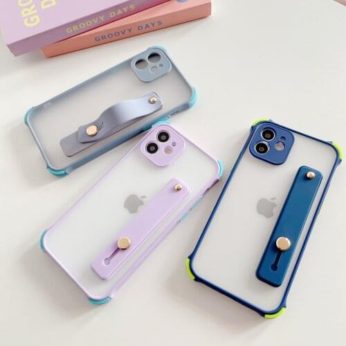 Wrist Strap Clear Phone Case For iPhone 12 11Pro Max XR XS Max 7 8 Plus X XS 11Pro SE 2020 Soft TPU Shockproof Holder Back Cover