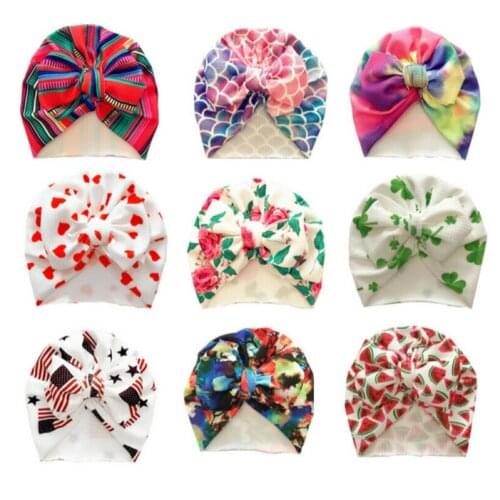 2021 New Cute Newborn Baby Infant Girl Boys Toddler Comfy Bowknot Hospital Cap Beanie Hat Kids Gifts Baby Accessories