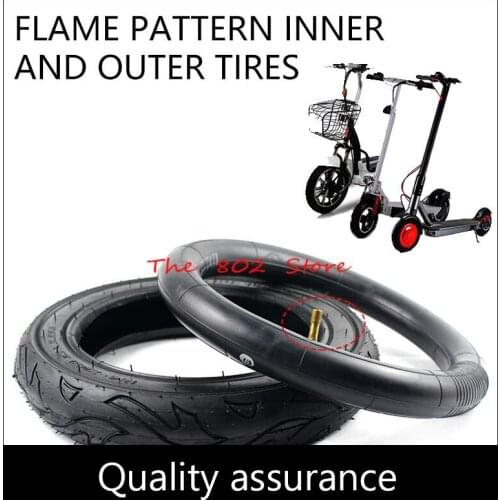 12x2.125 Tyre Flame pattern inner and outer tire with 90° bend valve for Bike Stroller Urban Electric Scoote Tire Set