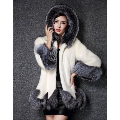 Imitation High Mink Fur Coat Women Thick Warm Coats Manteau Femme Hooded Faux Fur Coat Womens Plus Size 5XL 6XL WXF042 s s