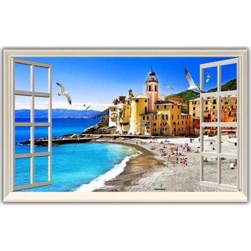 Modern wallpaper for living room Sunlight European scenery 3D stereo TV background wall outside the window