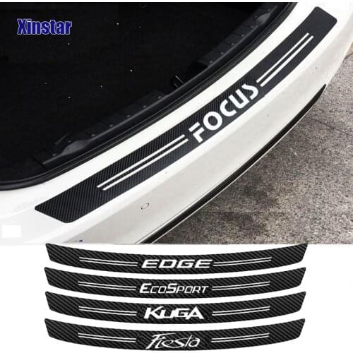 Carbon fiber car rear bumper protection sticker for Ford Fiesta Mondeo Fusion Escape Edge Ecosport Kuga