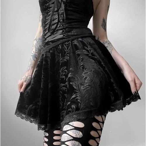 Lace Patchwork Ruffles Skeleton Print Maxi Skirt Women Black High Waist Stretch Skinny Pencil Skirt Gothic Streetwear