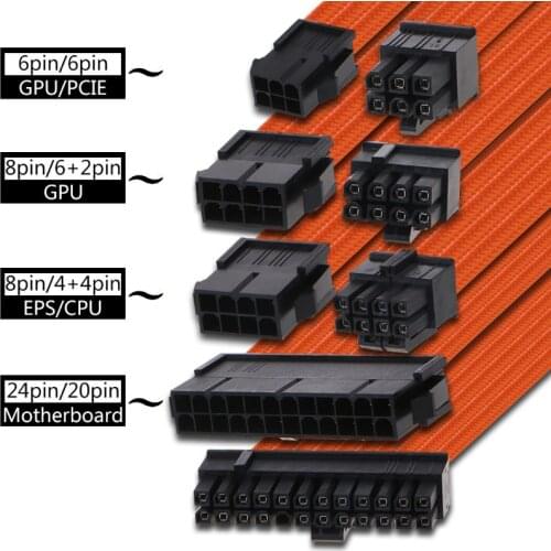 1Set 30/40cm A-TX Basic Extension Cable PC GPU CPU Power Supply Wire Computer Connectors 24-PIN 8-PIN 6PIN 4+4PIN