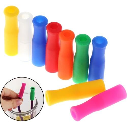 10Pcs 6mm/8mm Reusable Food Grade Silicone Straw Sleeve Caps AntiBurn Teeth Protector Silicone Tip Cover Home Kitchen Supplies